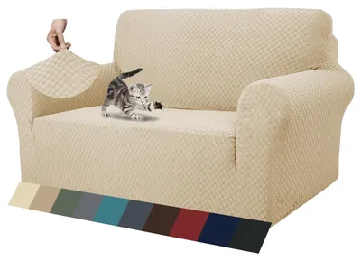 Image de Housse de canapé Jacquard Elzusha, adaptée pour un canapé deux places, hypoallergénique