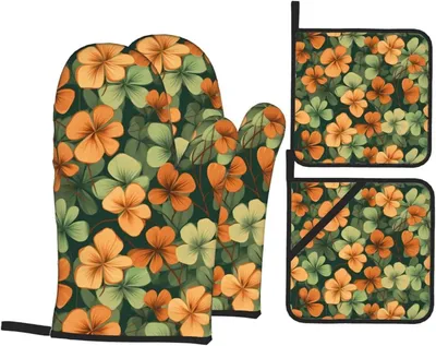 Produktbild von HERBSTKLEE DRUCKT HEAVY DUTY OFENSCHICHTEN - 4-teiliges wasserdichtes und hitzebeständiges Küchenschutz-Set