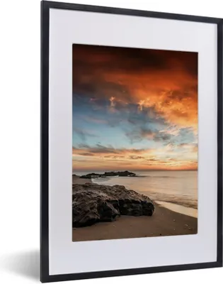Produktbild von MuchoWow® MuchoWow® Gerahmtes Poster Strand - Himmel - Meer 30x40 cm - Poster mit zchwarzem Bilderrahmen - Wandposter Schlafzimmer