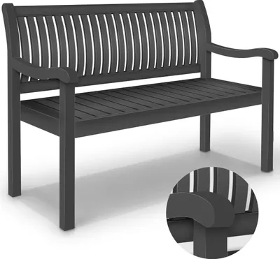 Produktbild von tillvex® Gartenbank Holz Anthrazit 150 cm / 3 - 4 Personen Parkbank Massiv Sitzbank Garten Gartenmöbel
