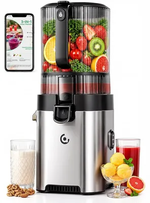 Produktbild von Slowjuicer Entsafter Saftpresse - 300 W - 2500 ml - Edelstahl - Zwei Siebe