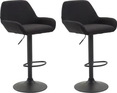Produktbild von CLP 2er Set Barhocker Braga Stoff drehbar und höhenverstellbar schwarz Gestell Farbe schwarz