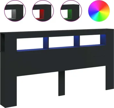Produktbild von LED-Kopfteil Schwarz 200x18,5x103,5 cm Holzwerkstoff