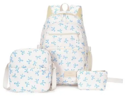 Immagine prodotto di Set zaino per scuola, zainetto a tracolla e portafoglio, colore blu, per ragazze adolescenti e donne