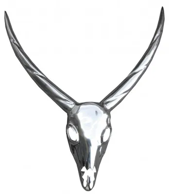 Produktbild von Casa Padrino Designer Antilope Deko Geweih aus poliertem Aluminium Silber H 75 cm, B 67 cm - Wandfigur - Geweih - Wandgeweih