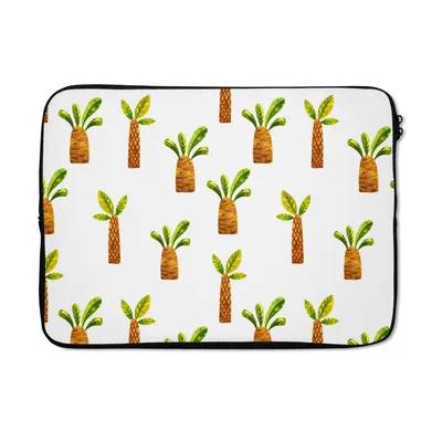 Produktbild von MuchoWow® Laptop Hülle 13 Zoll Palmen - Dschungel - Weiß Laptoptasche - Laptophülle - Sleeve - Rundumschutz