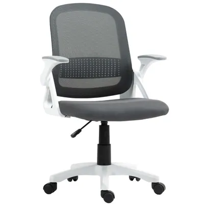 Produktbild von Atmungsaktiver Bürostuhl mit Netzbezug – Computerstuhl – 360° drehbar – höhenverstellbar – mit klappbaren Armlehnen – 57,5 x 60 x 91–101 cm – grau
