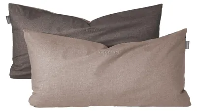 Produktbild von SCHIESSER Kissenhüllenset Doubleface | Zweifarbig | Renforcé | 2-teilig | 100% Baumwolle | Angenehm weich & glatt | YKK-Reißverschluss | 40x80 cm | Taupe-Dunkelgrau