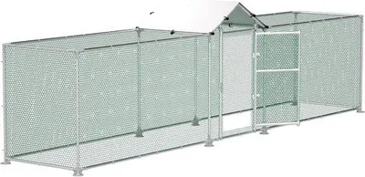 Produktbild von Famanu Freilaufgehege für Hühner 5 x 1 m - Metallgehege mit Sonnenschutz und Sicherheitsschloss