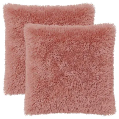 Image de vidaXL, 2 housses de coussin, HEERLEN, rose, 80 x 80 cm, en polaire