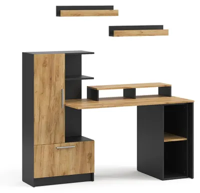 Immagine prodotto di Scrivania con ripiani Vicco Tomy Antracite/Rovere dorato 150 x 59 cm Set di 5, Model 59853
