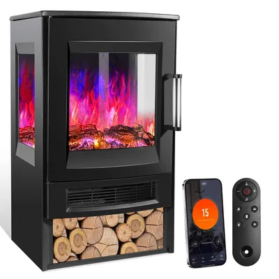 Produktbild von Jopassy 900W/1800W Elektrokamin Kamin elektrisch Standkamin mit Heizung LED-Flammeneffekt Schwarz