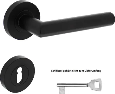 Produktbild von Hochwertige Rosettengarnitur Vollmaterial Zamak Türdrücker Schwarz matt Mod. Aachen-R Buntbart