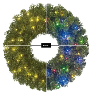 Zdjęcie produktu dla Czarny wieniec LED "Black Box Trees" do dekoracji zewnętrznej - wieniec świąteczny z pilotem, timerem i funkcją regulacji jasności - dekoracja świąteczna z 140 gałązek świerkowych - wianki do użytku zewnętrznego - średnica 60 cm, wysokość 15 cm - kolor zielony