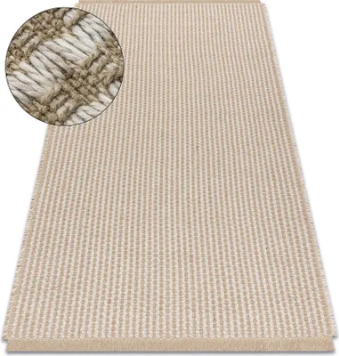 Produktbild von Teppich JUTE 3650 creme / beige Linien - Jute, flachgewebt, Fransen beige 200x290 cm