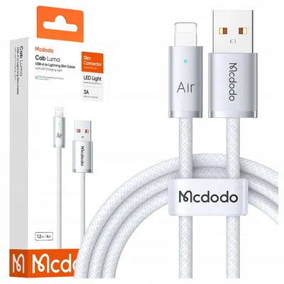 Zdjęcie produktu dla Mcdodo Kabel Usb-A Lightning Szybkie Ładowanie Do Telefonu 3A Led Biały 1M