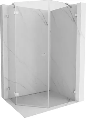 Image de Mexen Lunar cabine de douche pentagonale pivotante à gauche 80 x 100 cm, transparent, chrome - 831-080L-100P-01-00-L
