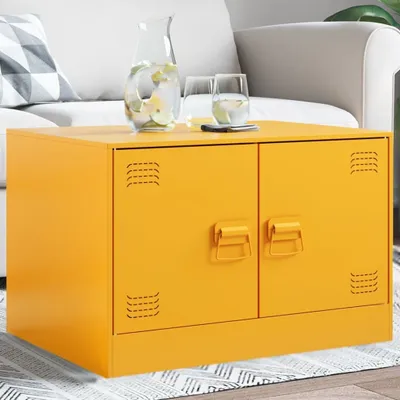 Immagine prodotto di Maison Exclusive - Tavolino da salotto giallo senape 67x50x44 cm acciaio