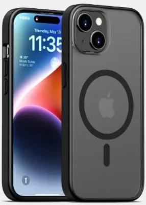 Zdjęcie produktu dla Etui do Apple iPhone 14 MAGSAFE MATOWE CZARNE OBUDOWA CASE + Szkło 9H