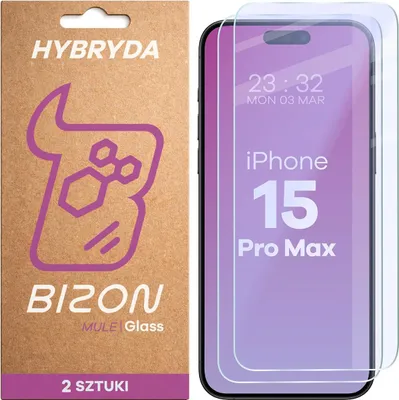 Produktbild von 2x Flexibles Hybridglas für iPhone 15 Pro Max, Bizon Glass Mule Duo