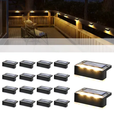 Productafbeelding van Omheiningslampen op zonne-energie, 6 leds, waterdicht voor buiten, IP65 (16 stuks, warm wit)