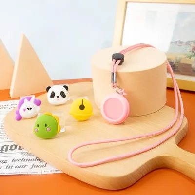 Produktbild von Für AirTag Silicone Protective Case Halsketten Cartoon Dekoration staubdichte Drop-proof Case (Pink)