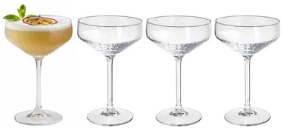 Obrázok produktu pre Martini Glaser – 4 kusy – Sklenená nádoba – 300 ml – s pruhmi – Sklenená nádoba na martini – Sklenená nádoba na koktaily