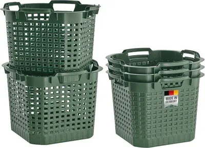 Image de 5 étagères en acier de 25 litres - Paniers empilables en acier inoxydable pour les fruits et légumes