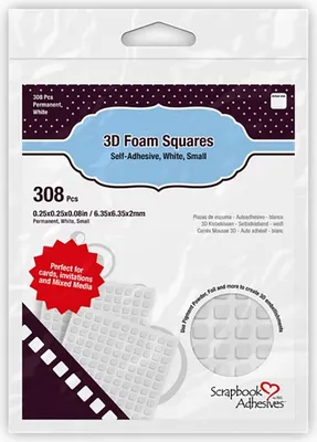 3D-Schaumquadrate Weiß 5,5x5,5x2 mm, 308 Stück