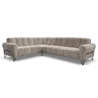Produktbild von Beautysofa Ecksofa 295 cm, Moderne Couch, Sofa mit Schwarzen Metallbeinen - Seitenausführung: rechts, Polsterecke, VOLARE L - Form Latte Storm 06