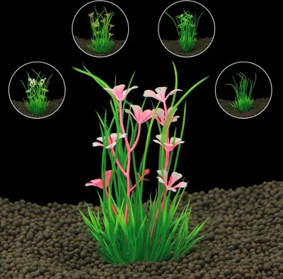 Image de Plantes d'aquarium en plastique Herbe pour aquarium Fond Poisson Ornement décorations