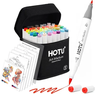 Alkoholmarker-Set 50 Farben mit Doppelspitze
