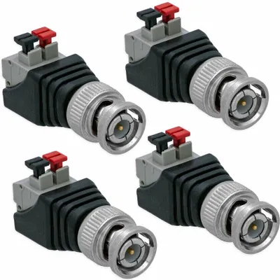 Produktbild von 4X BNC Adapter Stecker > 2-Pin Terminal Block Druck Klemmen BNC Kabel Verbinder