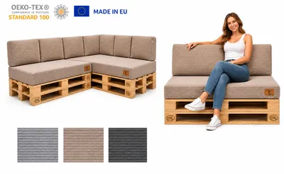 Produktbild von Palettenkissen Set 10-teilig 120x80 cm Cord | Premium Sitzpolster Europaletten