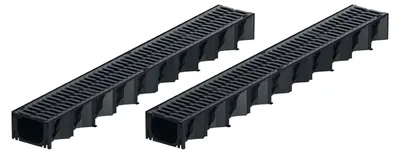 Produktbild von 2x1m ACO Hexaline 2.0 Entwässerungsrinne mit 2 Gussrosten á 0,5m Rinne Bodenrinne Terrassenrinne