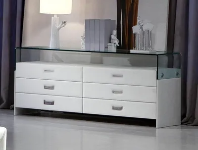 Obrázek produktu pro Design XXL Příborník Skleněná police Kožené komody Skříň Loawboard Skříně