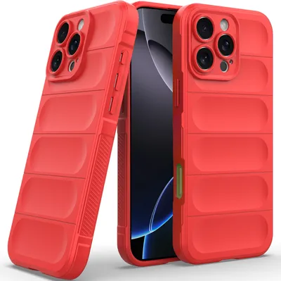 Produktbild von Handyhülle für iPhone 16 Pro Weich TPU Silikon Stossfest Anti-rutsch Hülle Rot