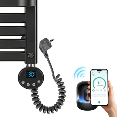 Obrázok produktu pre Elektrický ohrievač do kúpeľne, 900W, s Wi-Fi, závit G1/2, termostat 5-70°C, 24-hodinový časovač, farba antracit