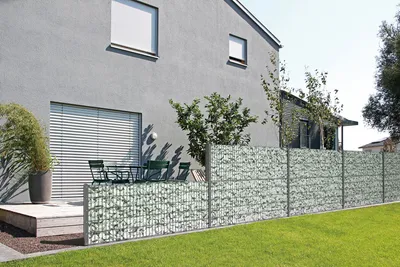 Immagine prodotto di Alberts 646257 Gabbioni per recinzione Step², da inserire nel calcestruzzo, antracite, larghezza maglia 200 cm, altezza 100 cm