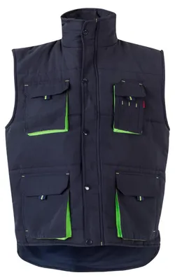 Productafbeelding van Velilla 205902; Tweedelige gewatteerde vest met meerdere zakken; Marineblauw en limoengroen