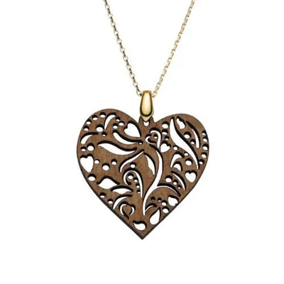 Produktbild von WAIDZEIT K12W Damenkette, Herz, Gold, Walnuss