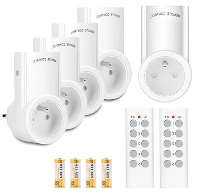Productafbeelding van Draadloze Stopcontacten - Afstandsbediening Sockets - Apparaten Bediening - Programmeerbaar All-Off - 5 Stuks - Wit