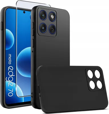 Zdjęcie produktu dla Etui Czarne Matowe Silikon Slim Do Motorola Edge 70 + Szkło 9H
