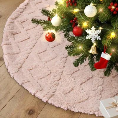 Weihnachtsbaumrock 120 cm, Plüsch, rund, rosa