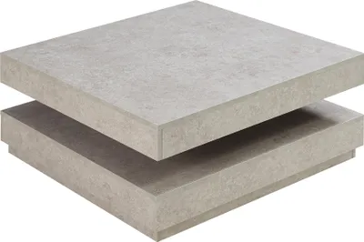 Produktbild von Couchtisch 'Florenz' Wohnzimmertisch quadratisch 76 x 76 x 38 cm drehbare Tischplatte Betonoptik, hell
