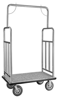 Produktbild von Hotelgepäckwagen, 544 kg Tragkraft, Hotelwagen, Pagenwagen, Kofferwagen, Parkservice-Wagen mit grauem Teppichboden und 20 cm Gummirädern, ideal für Hotels, Eigentumswohnungen, Resorts, Silber