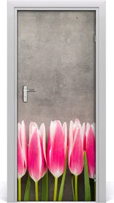 Produktbild von Tulup Türaufkleber 85x205 cm Dekorative Aufkleber Selbstklebend Wasserdichte Tapete Abnehmbar Schlafzimmer Wohnzimmer Wohnkultur - rosa Tulpen