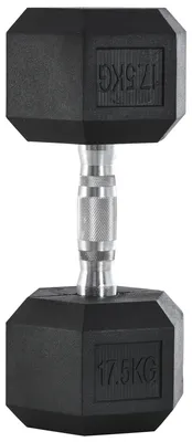 Produktbild von Kurzhantel, 17,5 kg Hantel, Hantel, Gewicht, Anti-Rutsch-Griff, Schwarz + Silber