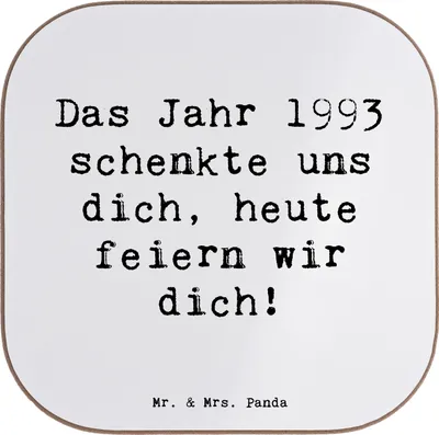 Produktbild von Mr. & Mrs. Panda Tischuntersetzer Spruch 1993 Geburtstag - Weiß - Geschenk, Geburtsjahr, Untersetzer Gläser, Geburtstagsspruch, Tasse, feiern, Alter, Happy Birthday, Glas