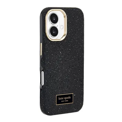 Produktbild von Kate Spade, MagSafe Hülle für iPhone 16 mit Kristallrücken in Lederoptik, Schwarz